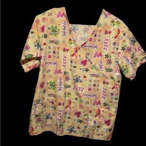 scrub top colorful print